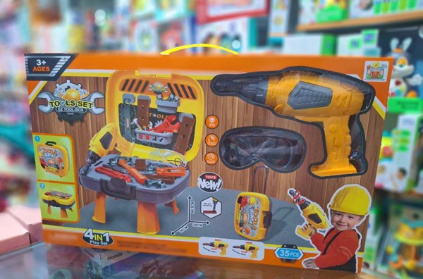 ست جعبه ابزار کارگاهی 4 در 1 کیفی کودک Tools Case 4 in 1-اسباب بازی