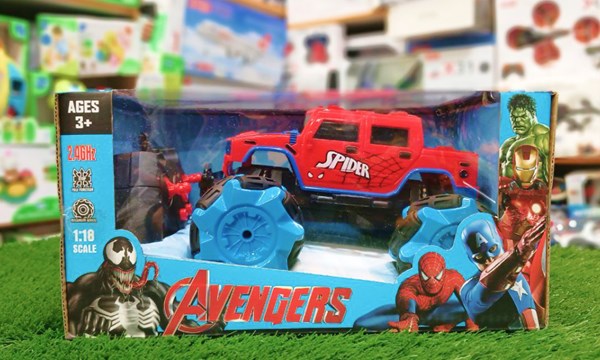 ماشین کنترلی آفرود با چرخ های کپسولی طرح مرد عنکبوتی اسپایدرمن مقیاس 1:18_اسباب بازی