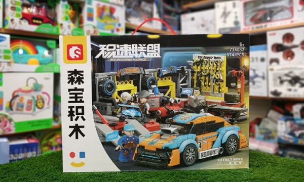 لگو تکنیک تعمیرگاه ماشین مسابقه ای 674 قطعه مدل 714032 SEMBO Racing Vehicle Garage_اسباب بازی