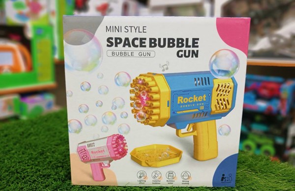 تفنگ اسباب بازی حباب ساز چراغ دار رنگ آبی مدل Mini Bubble Gun Rocket_اسباب بازی