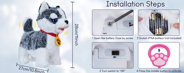 عروسک رباتیک هاپو پشمالو سخنگو و موزیکال با دسته ی کنترلی طوسی مدل Electric Singing Dog Toys 968_اسباب بازی