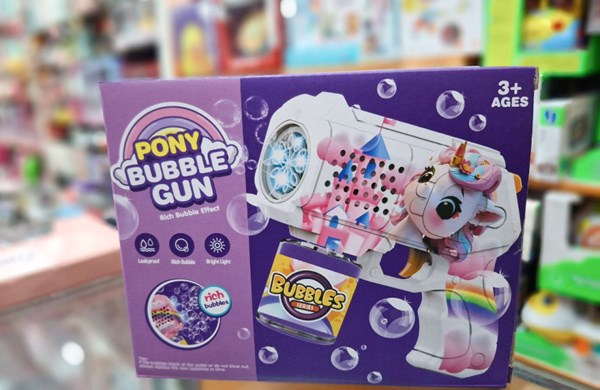 تفنگ اسباب بازی حباب ساز چراغ دار طرح یونیکورن مدل Unicorn Bubble Gun_اسباب بازی