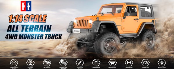ماشین کنترلی جیپ آفرود مقیاس 1:14 مدل Jeep Wrangler DOUBLE E_اسباب بازی