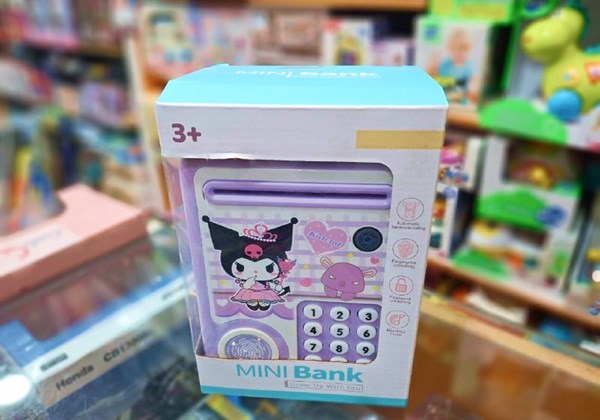 گاوصندوق اثر انگشتی رمز دار باتری خور طرح کرومی مدل MINI BANK 313_اسباب بازی