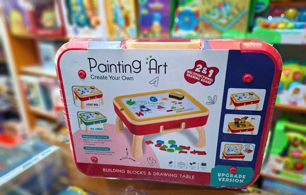 میز دو کاره خلاقیت لگو بازی و وایت برد 58 قطعه_اسباب بازی