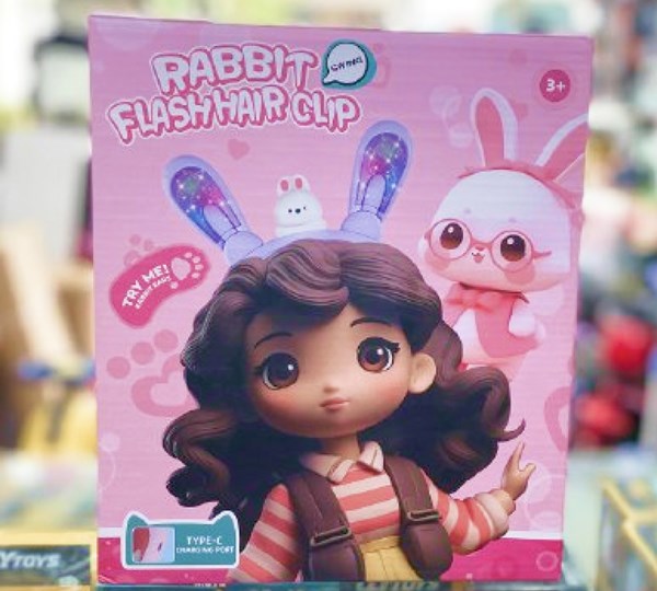 تل سر خرگوشی شارژی موزیکال چراغدار با گوش‌ های متحرک مدل 85039_اسباب بازی