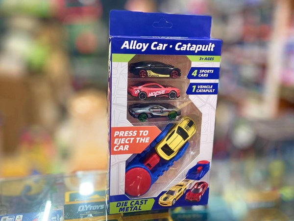 ست ماشین مسابقه‌ ای فلزی با پرتابگر مجموعه 4 عددی مدل 2853_1 Alloy Car Catapult_اسباب بازی