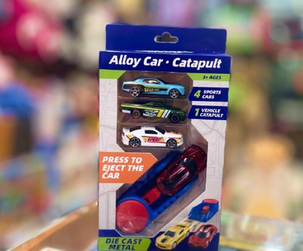 ست ماشین مسابقه‌ ای فلزی با پرتابگر مجموعه 4 عددی مدل 2853_2 Alloy Car Catapult_اسباب بازی