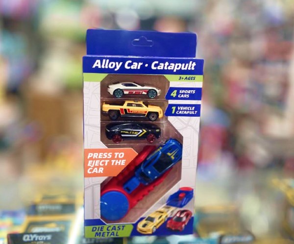 ست ماشین مسابقه‌ ای فلزی با پرتابگر مجموعه 4 عددی مدل 2853_3 Alloy Car Catapult_اسباب بازی