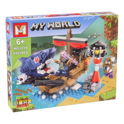 لگو ماینکرافت کوسه و کشتی دزدان دریایی مدل MG1219