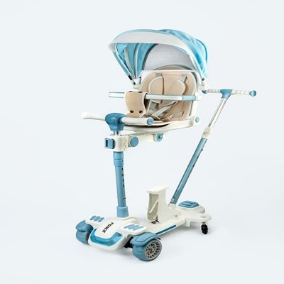 اسکوتر تعادلی کالسکه ای سه چرخ چراغدار و موزیکال مدل ms-113 رنگ آبی