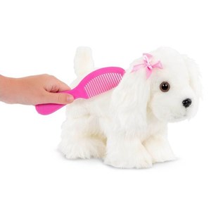 کیف دستی پوچی پاپز Pucci Pups به همراه هاپو پولیشی مدل Pucci Pups Pink and Black Spot Print Glam Bag with Maltese Stuffed Animal_اسباب بازی