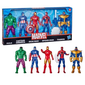 پک 5 تایی فیگورهای 15 سانتی قهرمانان مارول مدل Action Figure 5-Pack - 6-Inch Figures - Iron Man, Spider-Man, Captain America, Hulk, Thanos_اسباب بازی