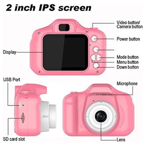 اسباب بازی دوربین عکاسی و فیلمبرداری صورتی مدل Kids Mini Digital Camera_اسباب بازی