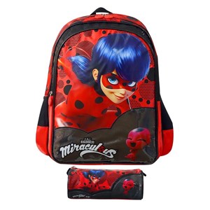 کوله پشتی 40 سانتی دختر کفشدوزکی به همراه جامدادی مدل Simba - Backpack - Miraculous Lady Bug Backpack and Pencil Case_کیف مدرسه