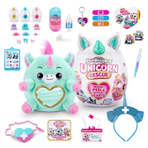عروسک سورپرایزی رینبوکورنز RainBocoRns سری Unicorn Rescue با شاخ آبی مدل Zuru - Rainbocorns - Unicorn Rescue Magic Peel and Reveal Hearts Blue_اسباب بازی