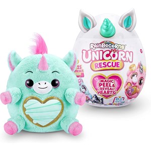 عروسک سورپرایزی رینبوکورنز RainBocoRns سری Unicorn Rescue با شاخ آبی مدل Zuru - Rainbocorns - Unicorn Rescue Magic Peel and Reveal Hearts Blue_اسباب بازی
