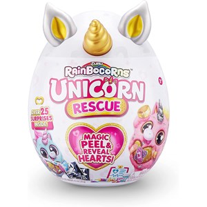 عروسک سورپرایزی رینبوکورنز RainBocoRns سری Unicorn Rescue با شاخ طلایی مدل Zuru - Rainbocorns - Unicorn Rescue Magic Peel and Reveal Hearts Gold_اسباب بازی