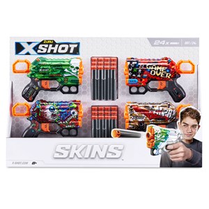 تفنگ چهار قلو ایکس شات X-Shot سری Skins مدل Zuru - X-Shot - Skins - 4x Menace Dart Blaster_اسباب بازی