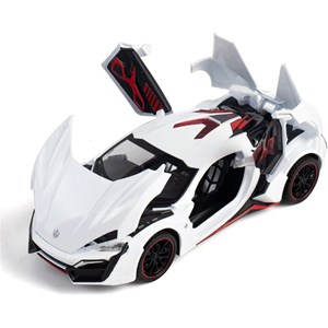 اسباب بازی ماشین فلزی لیکان هایپر اسپورت چراغدار سفید سایز 1:24 مدل Lykan HyperSport_اسباب بازی