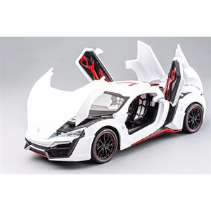 اسباب بازی ماشین فلزی لیکان هایپر اسپورت چراغدار سفید سایز 1:24 مدل Lykan HyperSport_اسباب بازی
