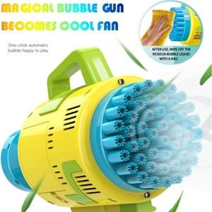 تفنگ اسباب بازی حباب ساز شارژی با 49 سوراخ به همراه محلول حباب‌دار مدل Rocket Bubble Gun_اسباب بازی