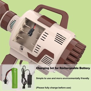 تفنگ اسباب بازی حباب ساز شارژی با 49 سوراخ به همراه محلول حباب‌دار مدل Rocket Bubble Gun_اسباب بازی