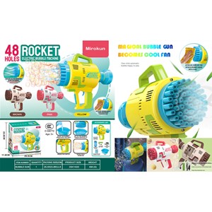 تفنگ اسباب بازی حباب ساز شارژی با 49 سوراخ به همراه محلول حباب‌دار مدل Rocket Bubble Gun_اسباب بازی