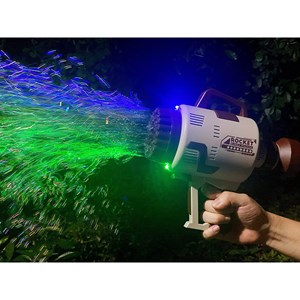 تفنگ اسباب بازی حباب ساز شارژی با 49 سوراخ به همراه محلول حباب‌دار مدل Rocket Bubble Gun_اسباب بازی