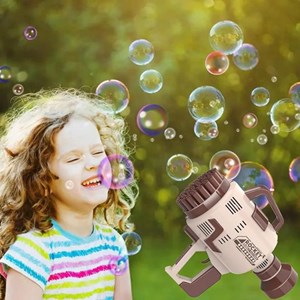 تفنگ اسباب بازی حباب ساز شارژی با 49 سوراخ به همراه محلول حباب‌دار مدل Rocket Bubble Gun_اسباب بازی