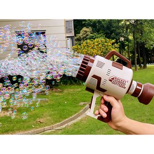 تفنگ اسباب بازی حباب ساز شارژی با 49 سوراخ به همراه محلول حباب‌دار مدل Rocket Bubble Gun_اسباب بازی