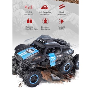  ماشین کنترلی شارژی آفرود سنگنورد شش چرخ آبی مقیاس 1:12 مدل JJRC Q101_اسباب بازی
