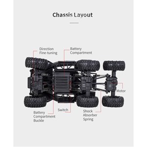  ماشین کنترلی شارژی آفرود سنگنورد شش چرخ آبی مقیاس 1:12 مدل JJRC Q101_اسباب بازی