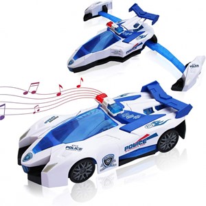 اسباب بازی موزیکال ماشین پلیس تبدیل شونده 5 بعدی مدل Police model 5D aircraft toy electric car police car toy with music light light & sound_اسباب بازی