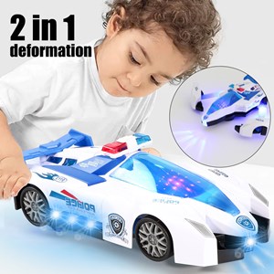 اسباب بازی موزیکال ماشین پلیس تبدیل شونده 5 بعدی مدل Police model 5D aircraft toy electric car police car toy with music light light & sound_اسباب بازی