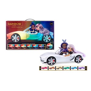 اسباب بازی ماشین تغییر رنگ جادویی رنگین کمانی مدل MGA - Rainbow High - High Convertible Color Change Car_اسباب بازی