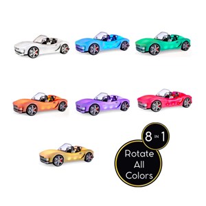 اسباب بازی ماشین تغییر رنگ جادویی رنگین کمانی مدل MGA - Rainbow High - High Convertible Color Change Car_اسباب بازی