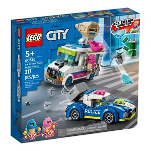 لگو سیتی ماشین پلیس و کامیون بستنی فروشی 317 قطعه مدل Lego City - Ice Cream Truck Police Chase - 60314 Building Kit_اسباب بازی