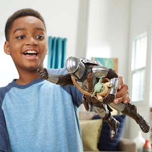 اکشن فیگور 30 سانتی مندلورین به همراه بیبی یودا مدل Hasbro - Star Wars - Galactic Action - The Mandalorian and Grogu Interactive Electronic 12-Inch-Scale Figures_اسباب بازی