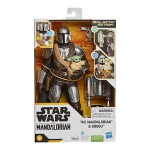 اکشن فیگور 30 سانتی مندلورین به همراه بیبی یودا مدل Hasbro - Star Wars - Galactic Action - The Mandalorian and Grogu Interactive Electronic 12-Inch-Scale Figures_اسباب بازی