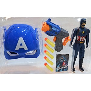 ست اسباب بازی تفنگ، فیگور و ماسک چراغدار و موزیکال کاپیتان آمریکا_اسباب بازی