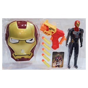 ست اسباب بازی تفنگ، فیگور و ماسک چراغدار و موزیکال مرد آهنی_اسباب بازی