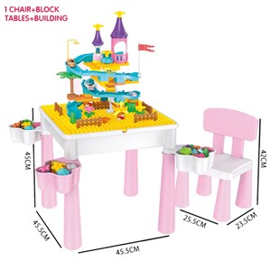 میز و صندلی لگو بازی همراه با 84 قطعه لگو ( میز چند کاره همراه با صندلی ) مدل Block Tables lxA907_اسباب بازی