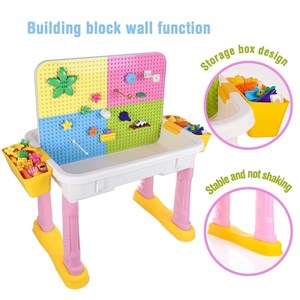 میز و صندلی لگو بازی همراه با 84 قطعه لگو ( میز چند کاره همراه با صندلی ) مدل Block Tables lxA907_اسباب بازی