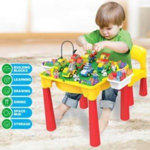 میز و صندلی لگو بازی همراه با 67 قطعه لگو ( میز چند کاره همراه با صندلی ) مدل lxA864_اسباب بازی