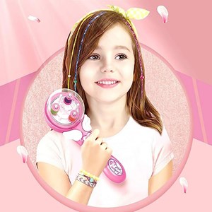 ست اسباب بازی لوازم آرایشی دستگاه بافت مو همراه با نخ رنگی و مهره_اسباب بازی