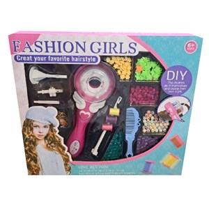 ست اسباب بازی لوازم آرایشی دستگاه بافت مو همراه با نخ رنگی و مهره_اسباب بازی