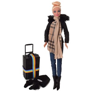 عروسک باربی دفا لوسی مسافر همراه با لباس زمستانی مدل 8424 Barbie Defa Lucy_اسباب بازی