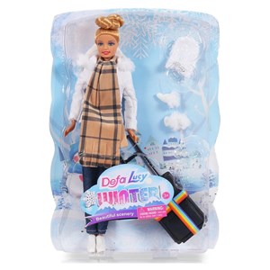عروسک باربی دفا لوسی مسافر همراه با لباس زمستانی مدل 8424 Barbie Defa Lucy_اسباب بازی