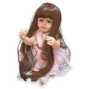 عروسک سیلیکونی دختر بچه پیراهن صورتی_اسباب بازی